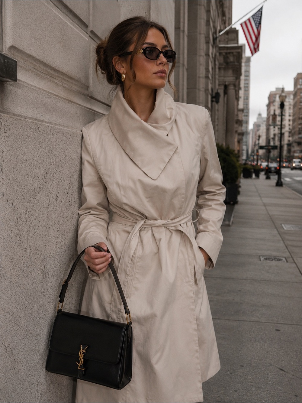 Hilary Radley Beige Trench Coat Leopard Lined Size Small Petite